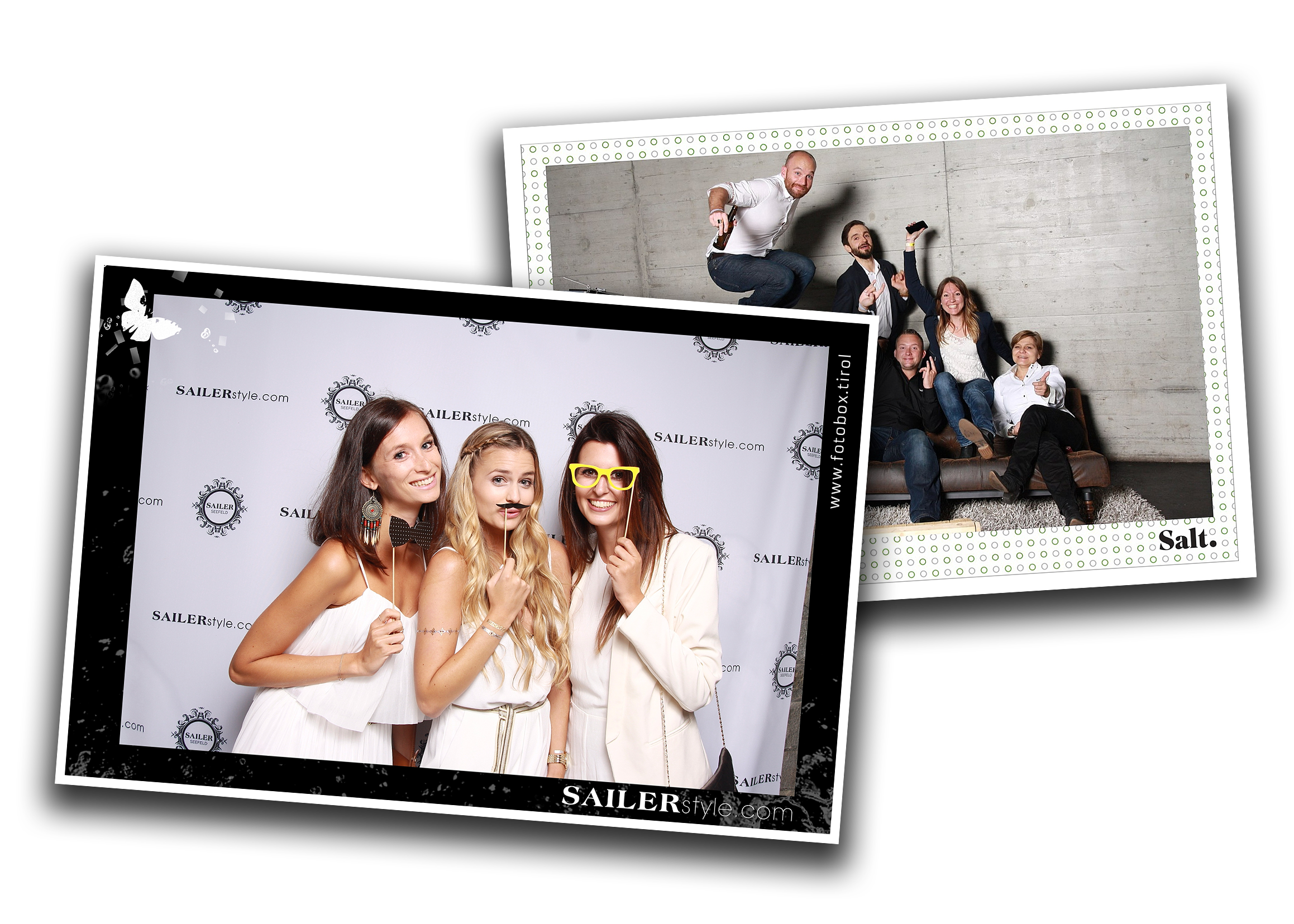 Fotobox Bild im Format 10x15 mit individuellem Layout für Hochzeit mit Namen und Datum des Brautpaares